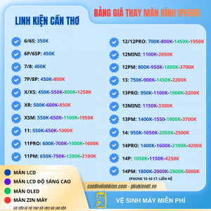 Bảng giá thay màn hình iphone tại Cần Thơ