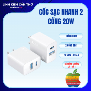 Củ sạc nhanh 20W 2 cổng hãng Hora